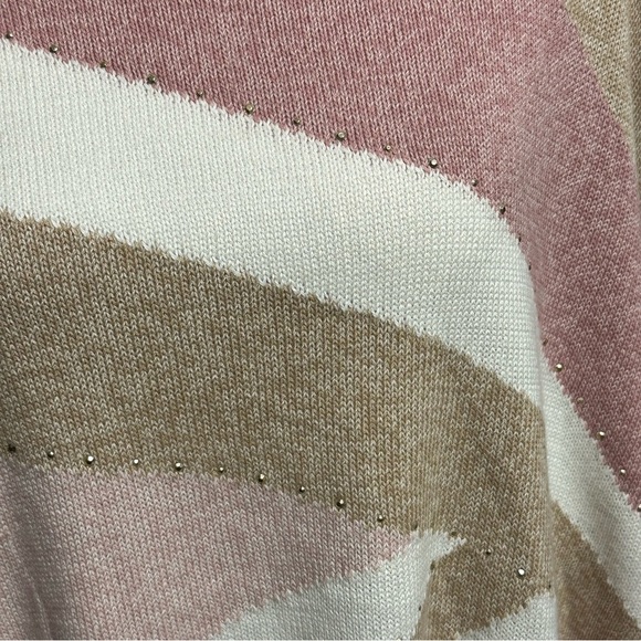Alfred Dunner Plus Size 3X Womens Sweater Striped Beige Pink Long Sleeve NEW NWT - Picture 4 of 11